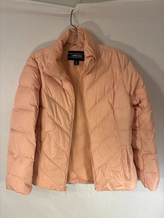 Lands' End Jackets & Blazers - Lands' End Blush Pink Quilted Chevron Puffer Jacket Coat‎ Winter Warm Premium M